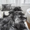 Gray long-haired faux fur duvet cover set