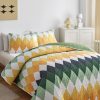 Geometric diamond patchwork duvet cover set