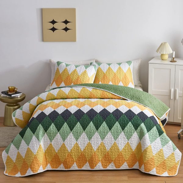 Geometric diamond patchwork duvet cover set