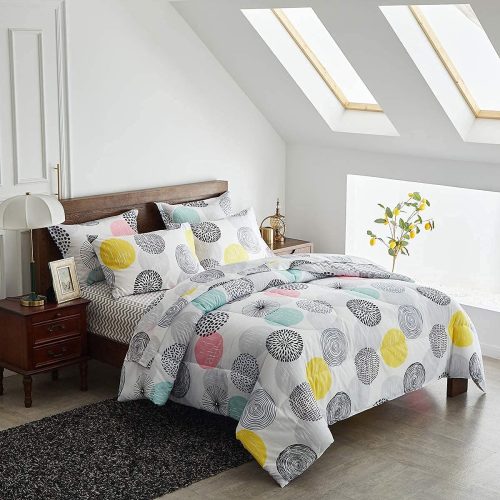Colorful abstract circle print bedding set