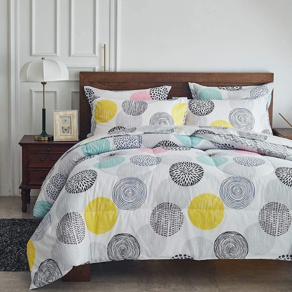 Colorful abstract circle print bedding set