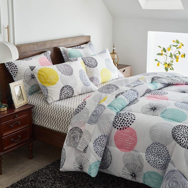 Colorful abstract circle print bedding set