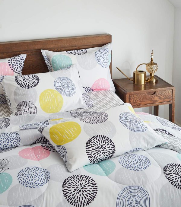 Colorful abstract circle print bedding set