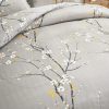 Gray floral microfiber duvet cover set