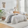 Grey ruffled quilted duvet set