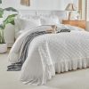 Grey ruffled quilted duvet set