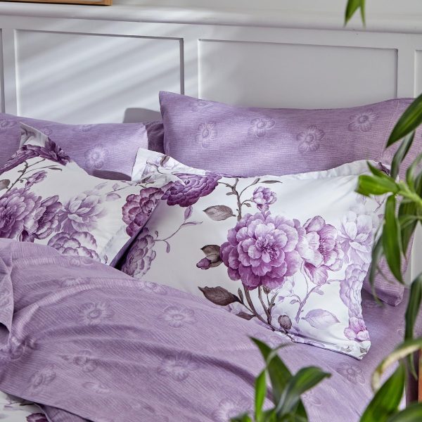 Purple rose floral print bedding set