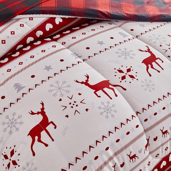 Christmas reindeer and snowflake print bedding set