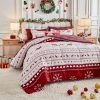 Christmas reindeer and snowflake print bedding set