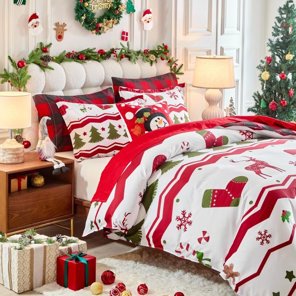 Christmas tree and snowflake pattern microfiber set