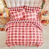 Pink Christmas plaid duvet cover set