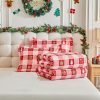 Pink Christmas plaid duvet cover set