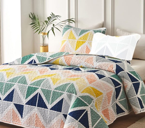 Modern patchwork striped duvet cover set