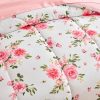 Pink rose bouquet print bedding set