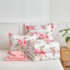 Pink rose bouquet print bedding set