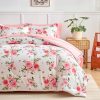 Pink rose bouquet print bedding set