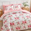 Pink rose bouquet print bedding set