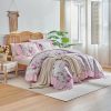 Pink floral ruffled duvet cover set