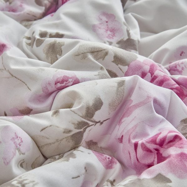 Pink floral ruffled duvet cover set