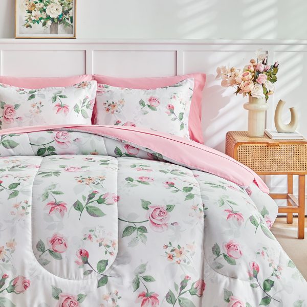 Romantic Countryside Pink Rose Floral Print Set