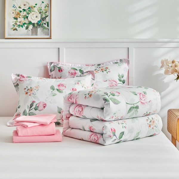 Romantic Countryside Pink Rose Floral Print Set