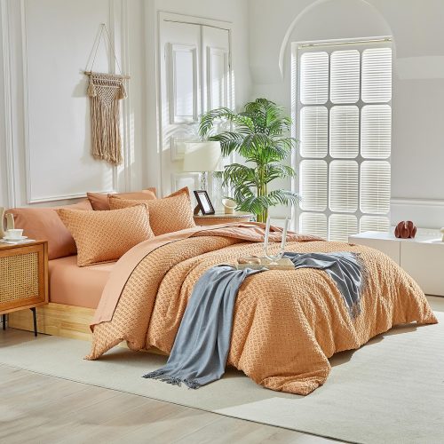 Peach-colored polka dot print set