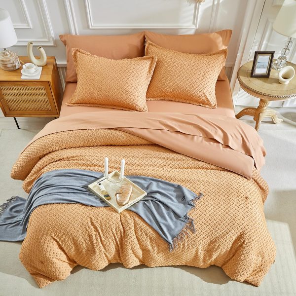 Peach-colored polka dot print set