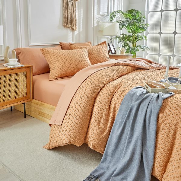 Peach-colored polka dot print set