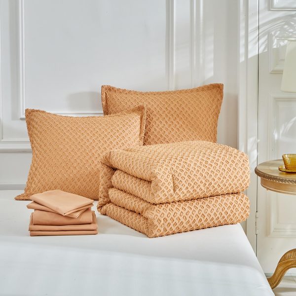 Peach-colored polka dot print set