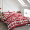 Red Nordic Snowflake Holiday Comfort Duvet Cover Set