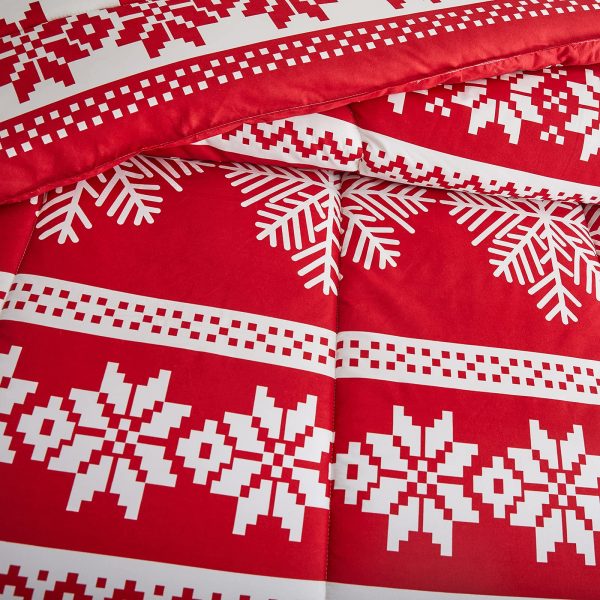 Red Nordic Snowflake Holiday Comfort Duvet Cover Set