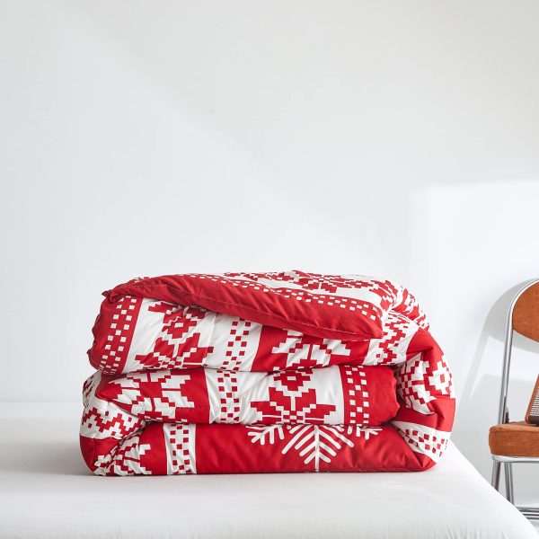 Red Nordic Snowflake Holiday Comfort Duvet Cover Set
