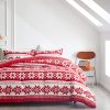 Red Nordic Snowflake Holiday Comfort Duvet Cover Set