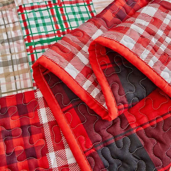 Red plaid and festive print patchwork