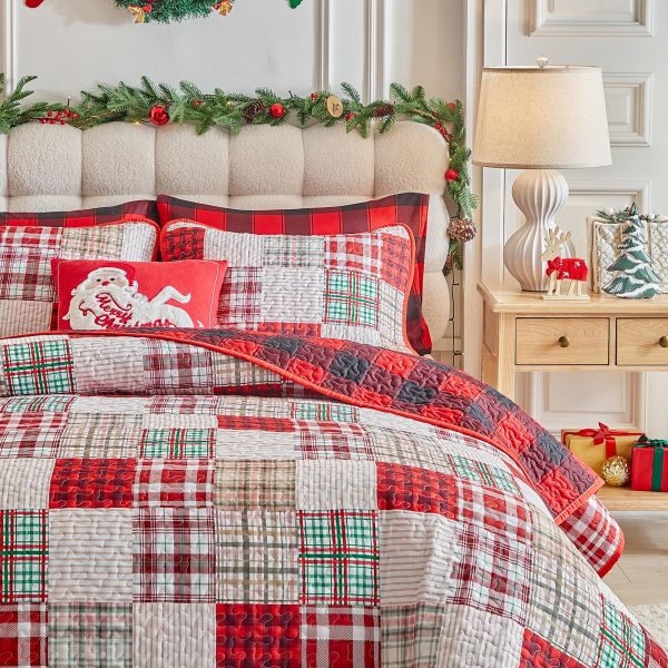 Red plaid and festive print patchwork