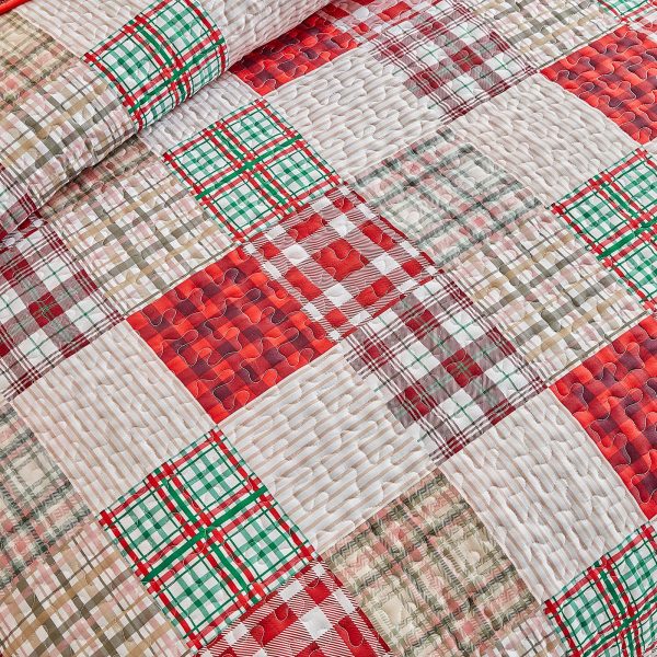Red plaid and festive print patchwork