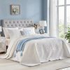 Floral-patterned white quilted comforter set