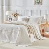 Floral-patterned white quilted comforter set