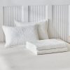 Floral-patterned white quilted comforter set