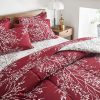 Burgundy and white botanical branch bedding set