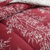 Burgundy and white botanical branch bedding set