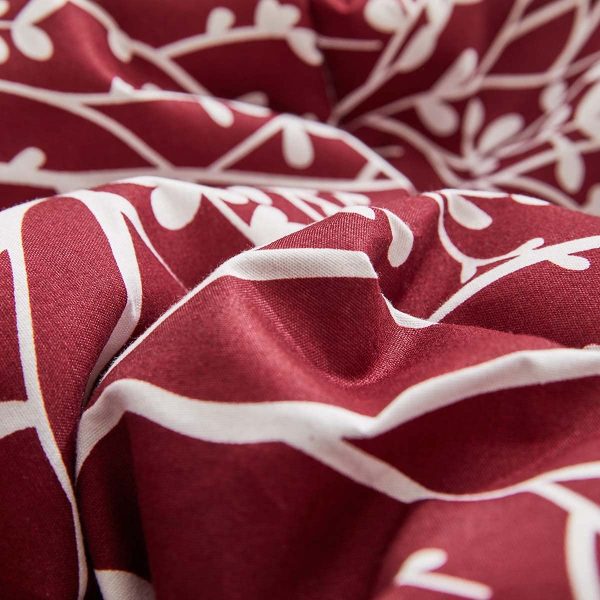 Burgundy and white botanical branch bedding set