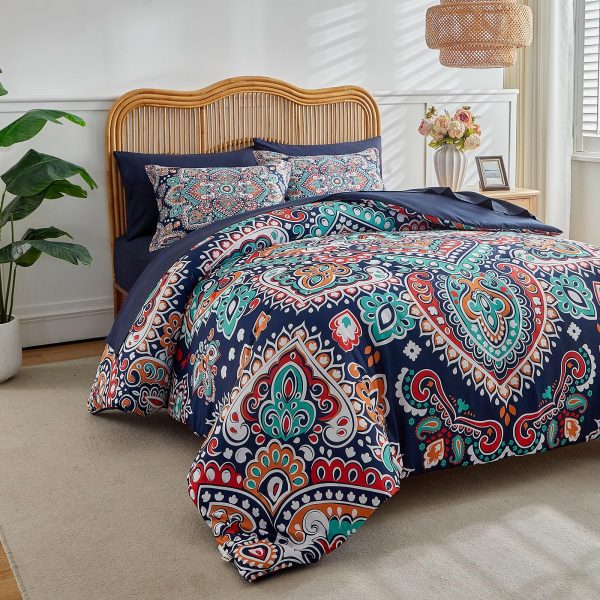 Navy Blue Paisley Print Suit